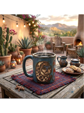 Mara Stoneware Cats Mug – Handcrafted Mexican Art Pottery Coffee Cup